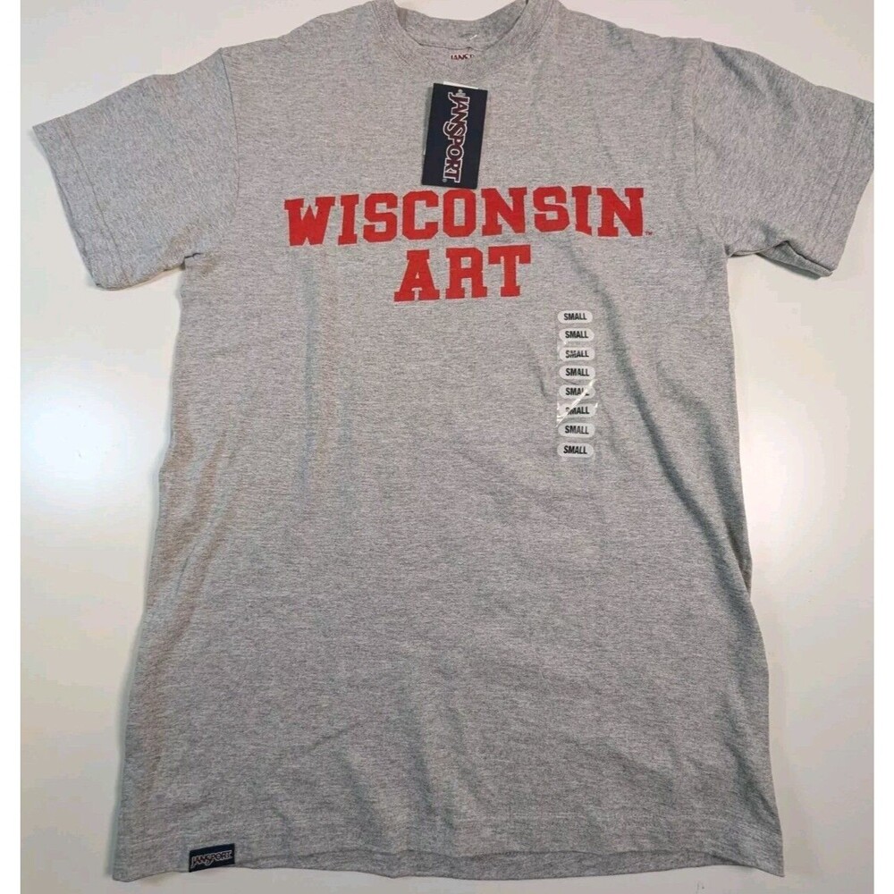 Jansport University Wisconsin Art Shirt Adult Small Gray Beach Division